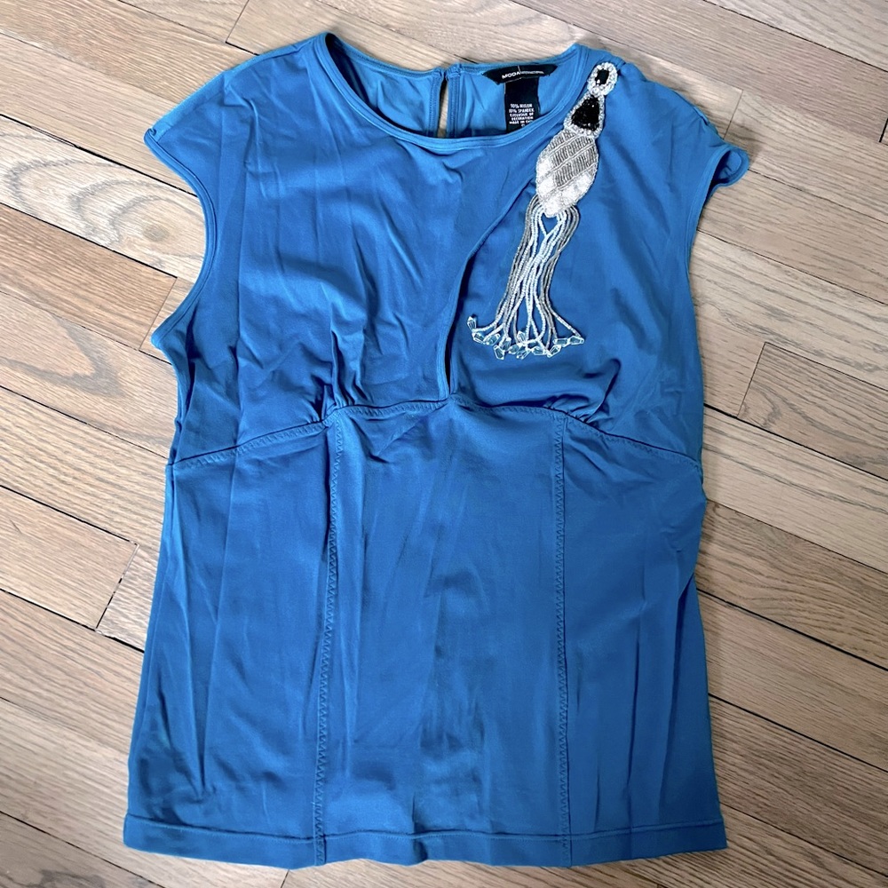 MODA INTERNATIONAL Embellished Top. Size Small.
